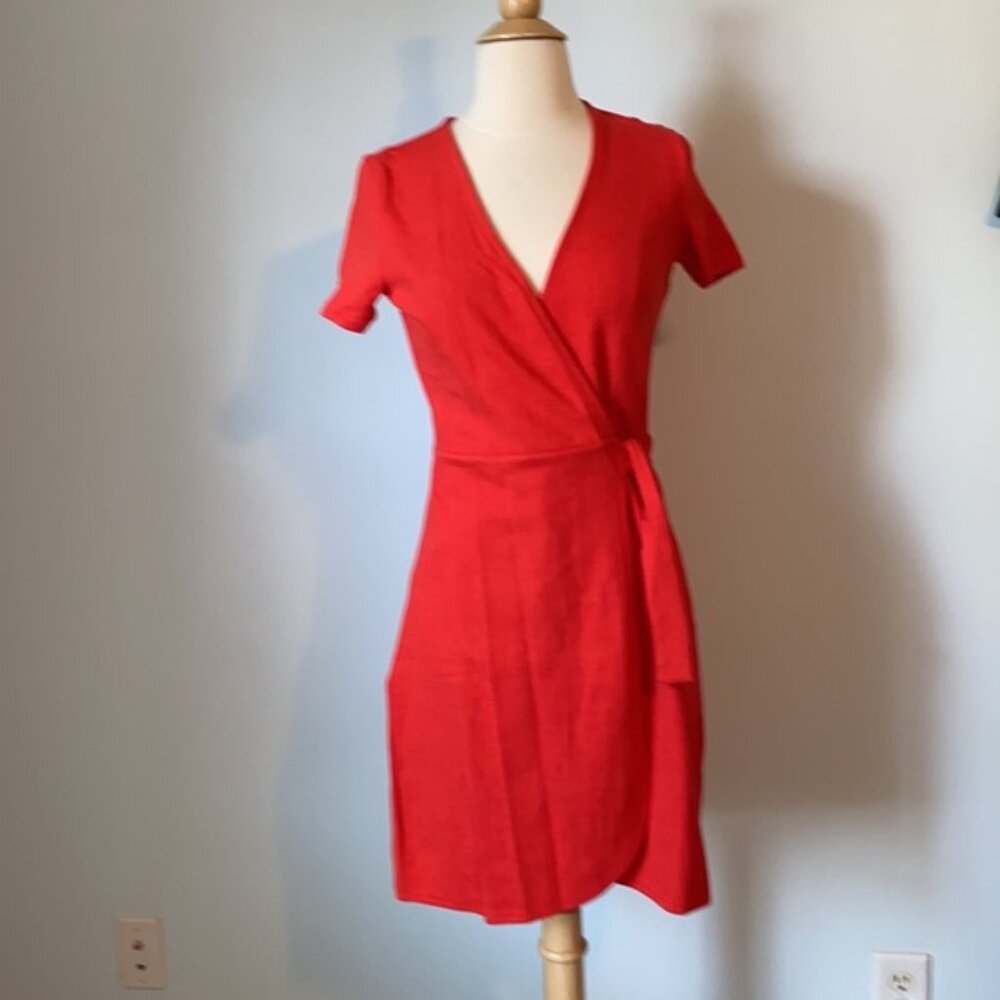 J. Crew Textured Knit Wrap Dress bright cerise XXS